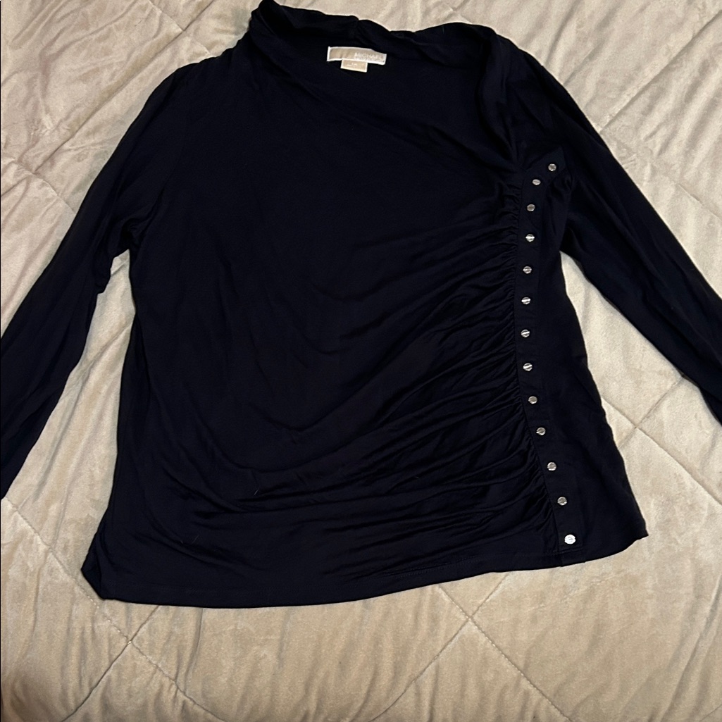 Michael Michael Kors Dark Blue Blouse With Side Buttons